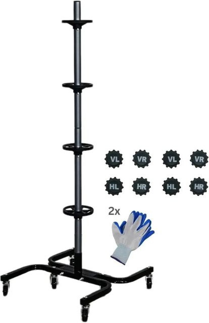 PROREGAL Fahrbarer Felgenbaum CARRERO XL Reifenständer für 4 Autoreifen bis 295 mm, Schwarz, H x B x T: 118 x 85 x 58 cm - Bild 1