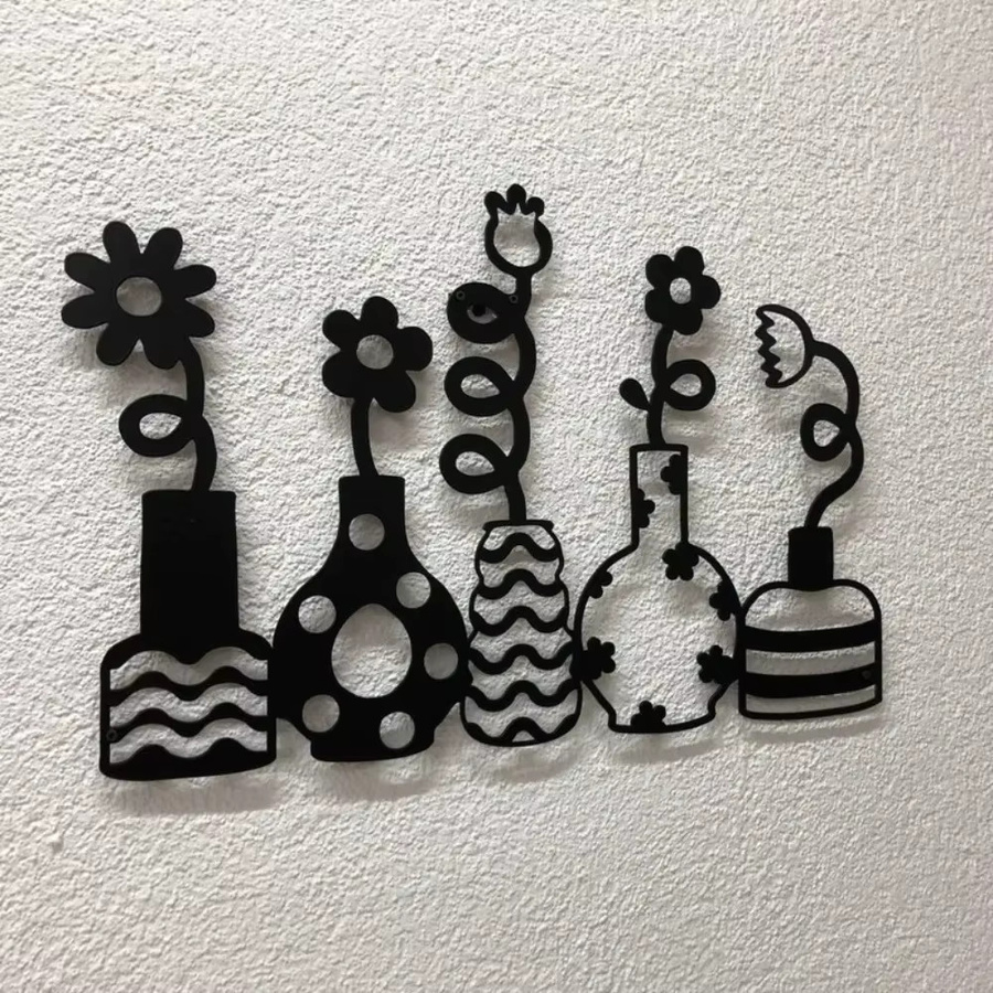 CIFBUY Abstrakte Metall-Wandkunst in Schwarz mit floralem Design für eine moderne und minimalistische Dekoration - Bild 5