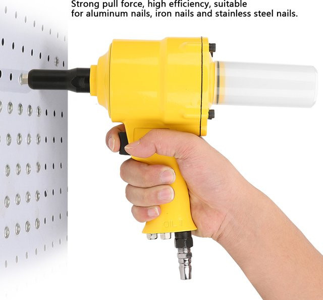Aramox KP-705P Pneumatische Nietmaschine mit Pistolengriff in Gelb für Nietdurchmesser 2,4 mm, 3,2 mm, 4,0 mm und 4,8 mm - Bild 1