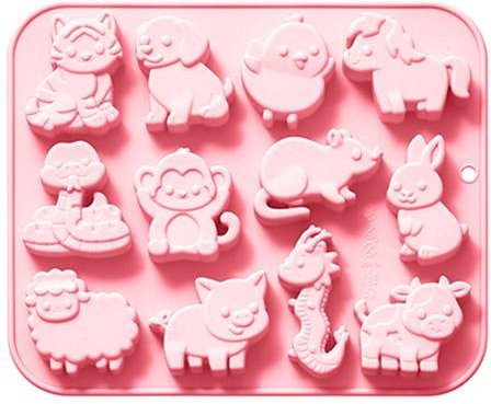 Pavo Silikon Eisform für Schokolade und Desserts mit 12 Tierkreiszeichen in Rosa - Bild 1