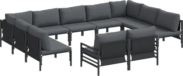 vidaXL Garten-Sofa-Set 11-teilig aus Stahl in Anthrazit - Bild 1