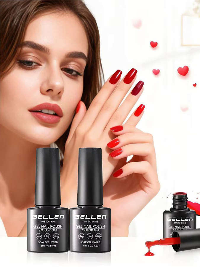 GELLEN Gel-Nagellack, rot, glitzernd, 6 ml - Bild 3