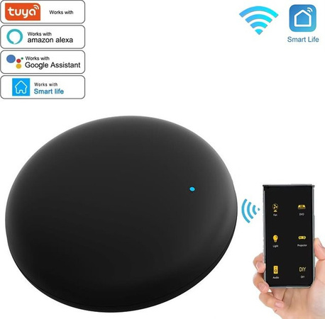 Tuya WiFi Smart IR-Universalfernbedienung für Klimaanlage und Fernseher, Schwarz, kompatibel mit Alexa und Google Home