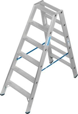 Krause STABILO Doppelleiter R13 2x6 Stufen in Silber aus Aluminium mit selbstreinigendem 80 mm Lochbild und SafetyCap - Bild 1