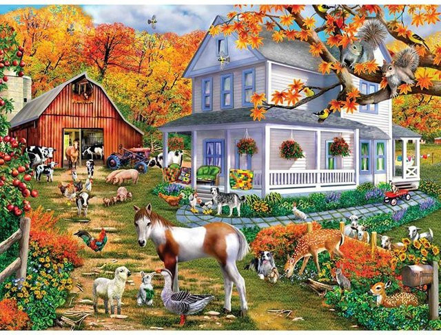 FIYO 5D DIY Diamantmalerei Mosaik Set mit Tier- und Landschaftsmotiven in Herbstfarben, B/H: 20 x 30 cm - Bild 1