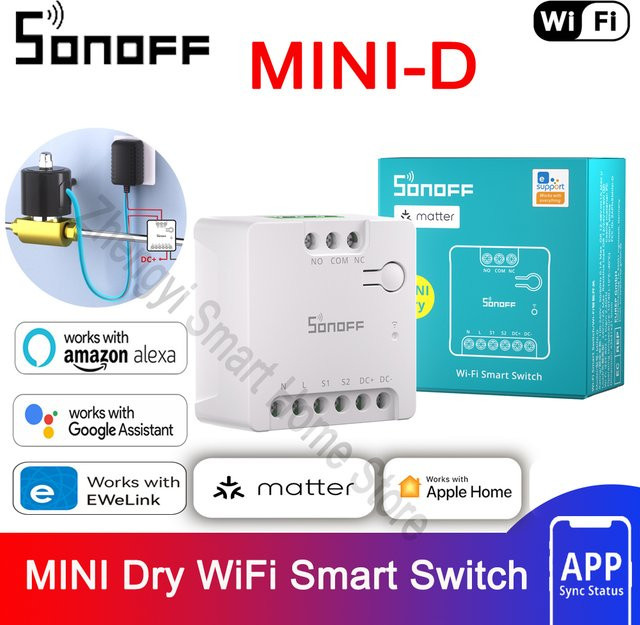 SONOFF MINI-D WiFi Smart Switch Matter Dry Contact Device in Weiß mit Unterstützung für AC/DC, eWeLink, Apple Home, Alexa und Google Home - Bild 1