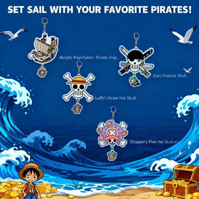 Bandai One Piece Schlüsselanhänger, Luffy Zoro, Zubehör, Kunststoff, Bunt / Mehrfarbig - Bild 1