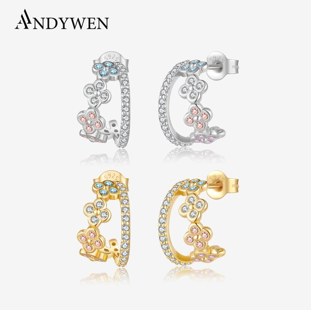 ANDYWEN Kleeblatt-Ohrmanschette, 925 Silber, Zirkonia, Damen - Bild 1