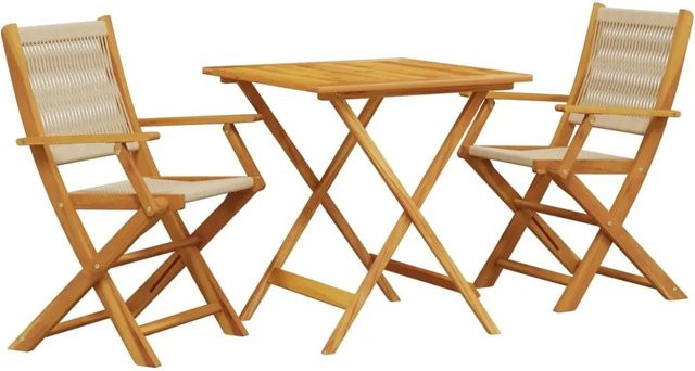 vidaXL 3-tlg Bistro-Set Modell 4 aus Akazienholz und Polypropylen in Beige - Bild 1