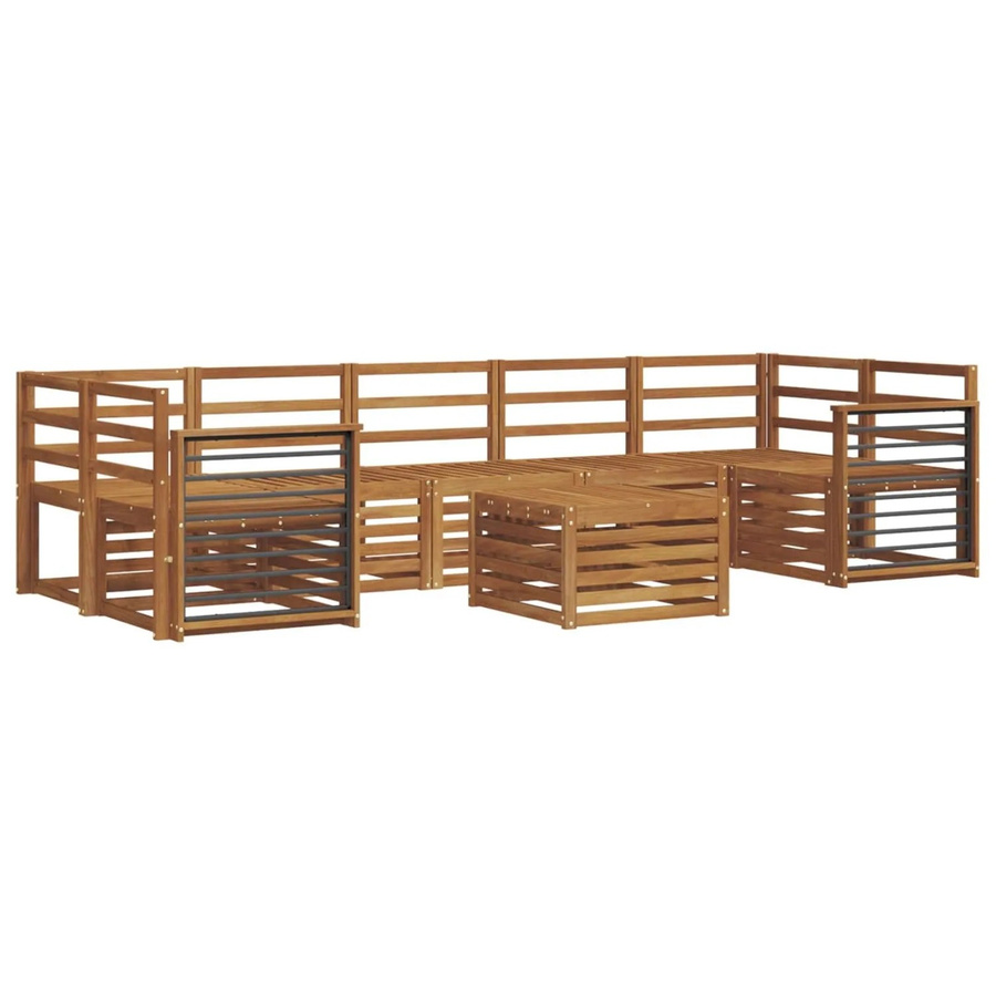 vidaXL Sofagarnitur 8-teilig aus Massivholz Akazie in Natur Braun im U-Shape Design mit Tisch - Bild 2