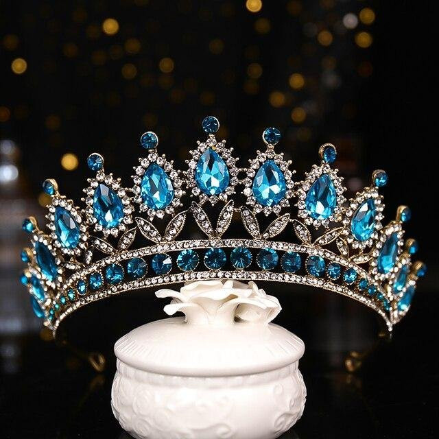 Diadem, Blau, Strass, Kristall, Silber, Damen - Bild 1