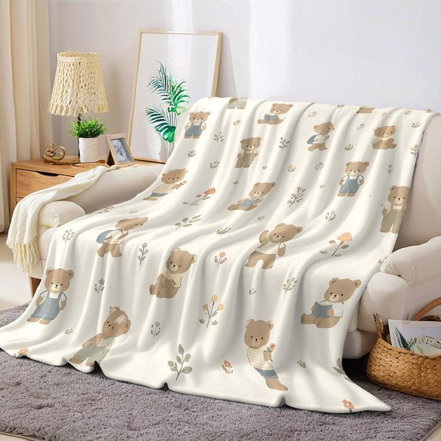 JMG Household Supplies Hütte Teddy Flanelldecke aus Fleece in Weiß, B/B: 130 x 150 cm - Bild 1