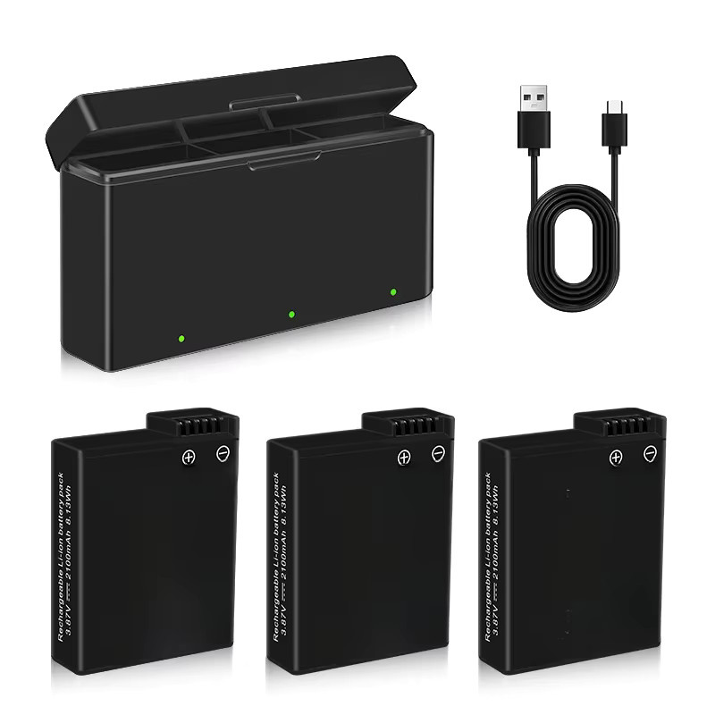 DJI Akku Set für Osmo Action 5 Pro, 4 und 3 mit 3-Slot-Schnellladegerät, Schwarz, 2100 mAh - Bild 6