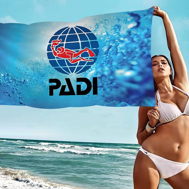 JMG Household Supplies Padi Logo Mikrofaserdecke Schnelltrocknendes Strandtuch in Blau mit maritimen Grafikdruck - Bild 1