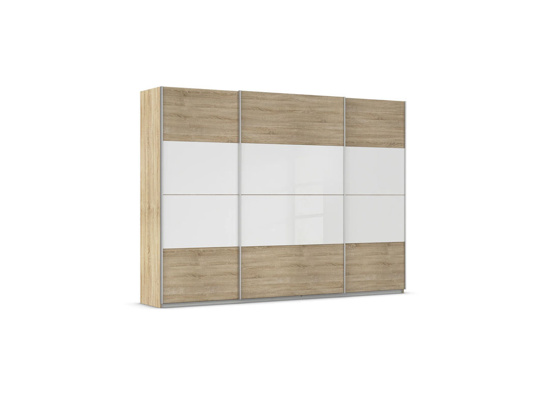 RAUCH Quadra Schwebetürenschrank mit Glaselementen in Eiche und Weiß, B/H: 315 x 230 cm - Bild 2