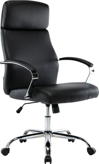 TPFLiving Bürostuhl Fargo XL in Schwarz aus Kunstleder mit Kopfstütze und Armlehnen - Bild 1