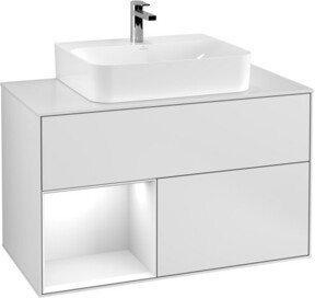 V&B Waschtischunterschrank Finion 100 mit Wandbeleuchtung in Weiß lackiert, B/T/H: 100 x 50,1 x 50,1 cm - Bild 1
