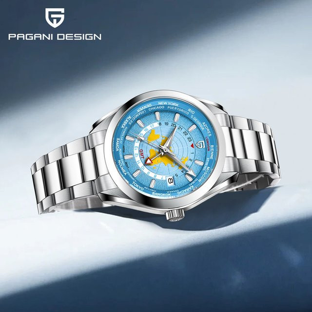 Pagani Design Armbanduhr, Automatik, Edelstahl, Mondphase, Schwarz, Herren - Bild 1
