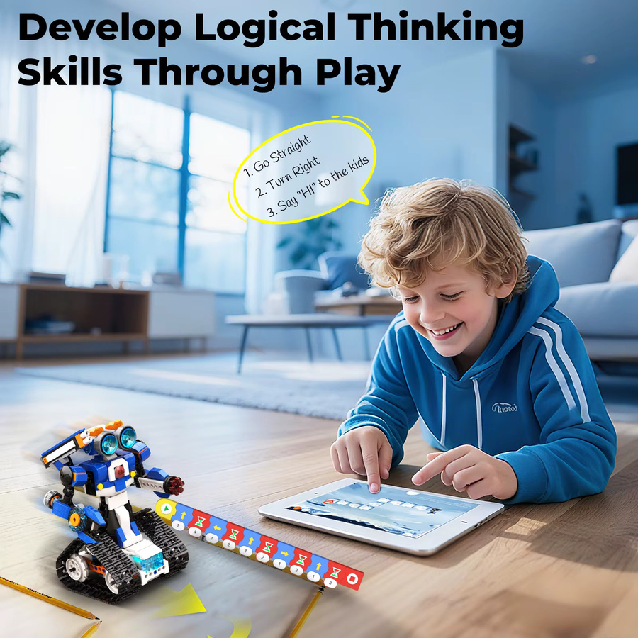 Apitor Robot J 6-in-1 STEM-Kit, programmierbares Roboter-Kit, App-Steuerung, ab 7 Jahre - Bild 3