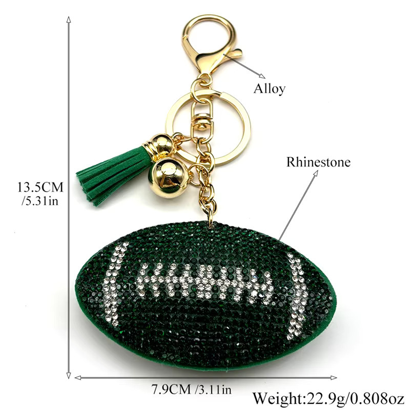 AFAWA Anhänger Rugby-American-Football, Messing, Kristall, Gold, Unisex - Bild 3