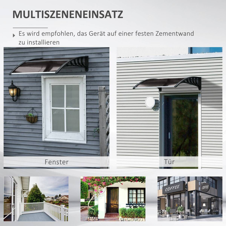 Outsunny Pultvordach modern braun, wandmontiert mit Polycarbonat-Dach, B/H/L: 96,5 x 27 x 103 cm - Bild 3