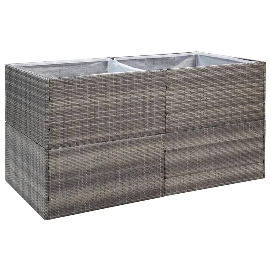 vidaXL Pflanzkübel aus Poly Rattan in Grau, B/T/H: 157 x 80 x 80 cm - Bild 2