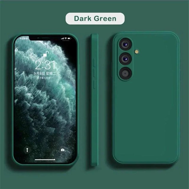 Flüssigsilikon-Schutzhülle für Samsung Galaxy S24 S23 S22 S21 S20 Ultra Plus FE A54 A53 A52 4G 5G, stoßfest und leicht, Dunkelgrün - Bild 1