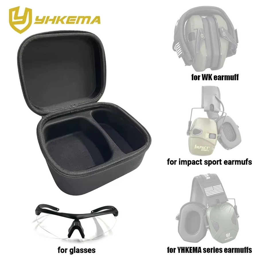 YANHAO Harte EVA-Hülle für WK/HLEarmuff und Genes in Schwarz, Schutzhülle für Kopfhörer und Brillen - Bild 5