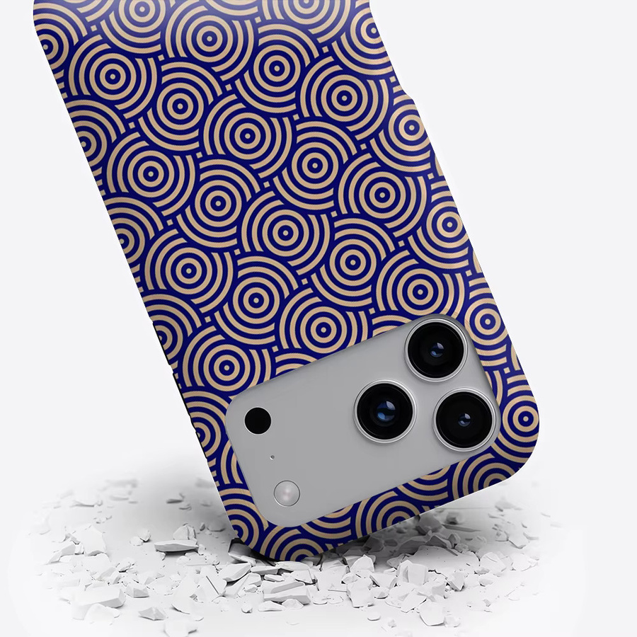 Potdemiel Magnetische Handyhülle Indigo mit konzentrischen Kreisen für iPhone 17 16 15 14 13 Pro Max Plus, Robuste Einzel- und Doppelschichtige Schutzhülle, Blau - Bild 3