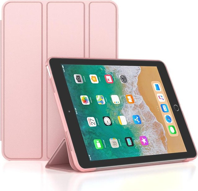 Apple iPad 9.7 5. und 6. Generation Schutzhülle mit Ständerfunktion und weicher Rückschale in Pink - Bild 1