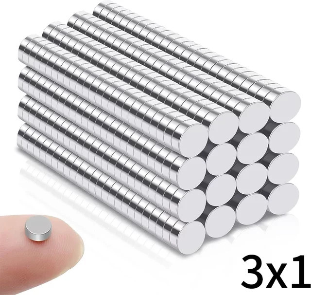 Permanente runde Neodym-Magnete in Silber, Durchmesser: 3 mm, Höhe: 1 mm - Bild 1