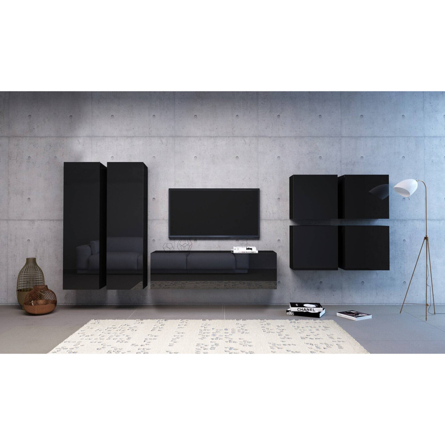 Hängeschrank VIVIEN WIPMEB modern schwarz glanz B/H/T: 40 x 140 x 30 cm - Bild 1