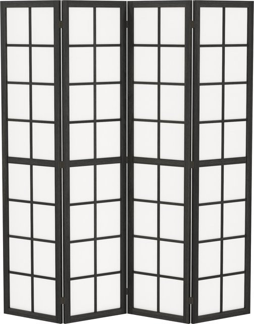 HOMCOM Faltbarer 4-flügeliger Paravent aus Holz in Schwarz, Raumteiler für Wohnzimmer, Schlafzimmer und Home Office, B/H: 160 x 170 cm - Bild 1