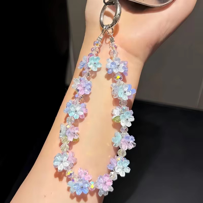 Niedriger Kirschblüten-Handyschlaufe Sakura-Blumen-Schlüsselanhänger als Taschenanhänger und Handgelenk-Riemen für Damen in Multicolour - Bild 1