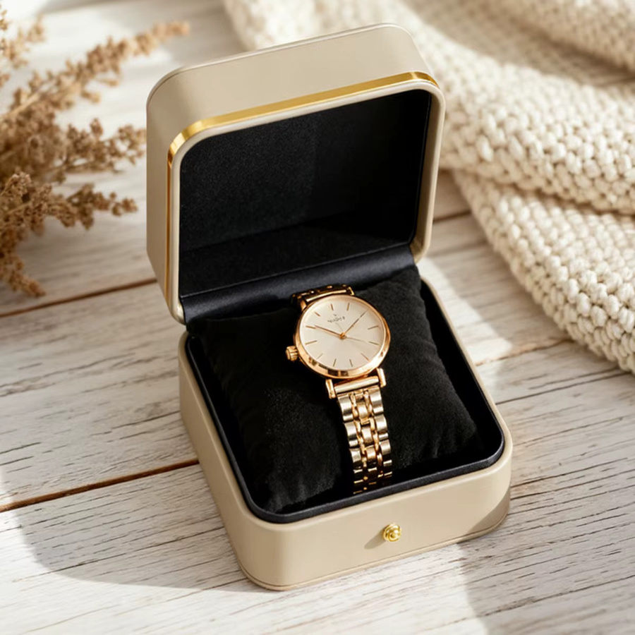 CHIICSMART Uhrenbox, PU-Leder, Goldverzierung, Edelstahl, Unisex - Bild 6