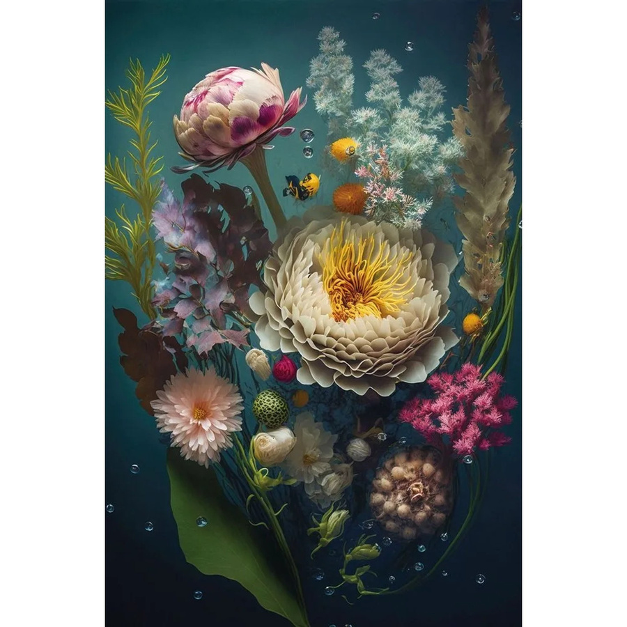 Art Universe Glasbild Water Flowers in Multicolour, Motiv Floral und Botanisch, Breite: 80 cm, Höhe: 120 cm - Bild 2