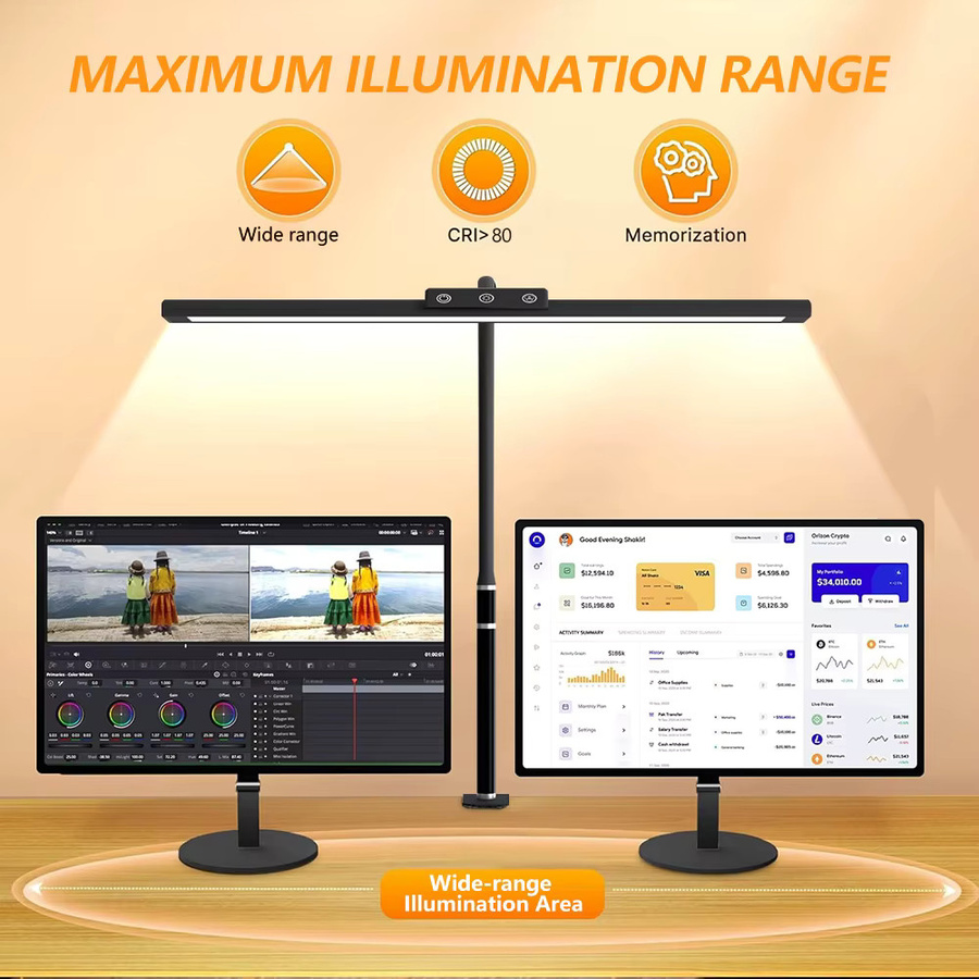 LED-Schreibtischlampe in Schwarz mit 10 W, USB-Anschluss, dimmbarer Touch-Steuerung und flexiblem Schwanenhals für Büro und Home Office - Bild 2