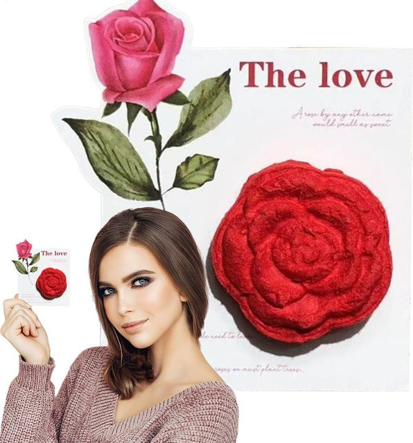 Kreative 3D-Popup-Grußkarte mit Rose und Blumensamen aus Papier in Rot - Bild 1