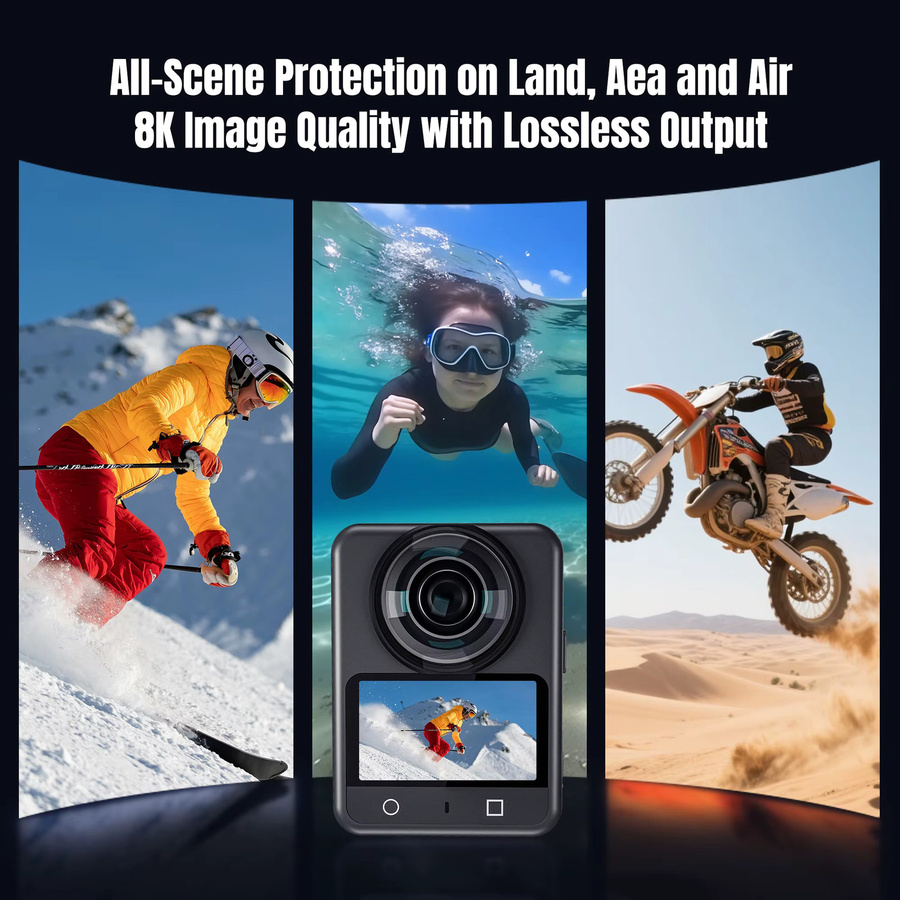 ZYOX Zubehör-Set für DJI Osmo 360 in Schwarz mit Objektivschutz, Displayschutzglas, Objektivdeckel, Silikonhülle, Rahmenkäfig und Adapterhalterung - Bild 4