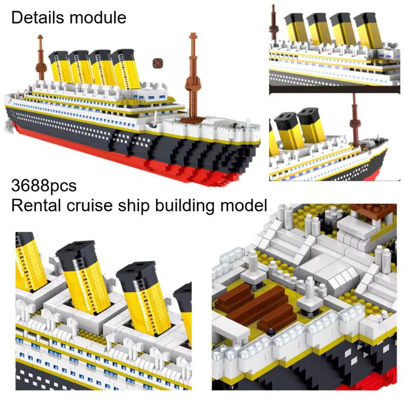 YUNBEIDI Titanic Schiffs-Mikro-Baustein-Set, 3D-Bootsmodell, Lernspielzeug - Bild 5