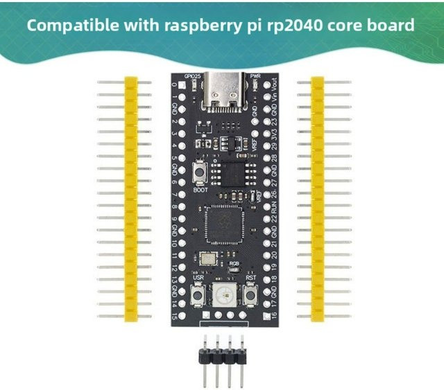 YD-RP2040 Raspberry Pi Kernplatine in Schwarz, kompatibel mit RP2 Raspberry Pi Pico und Micropython - Bild 1