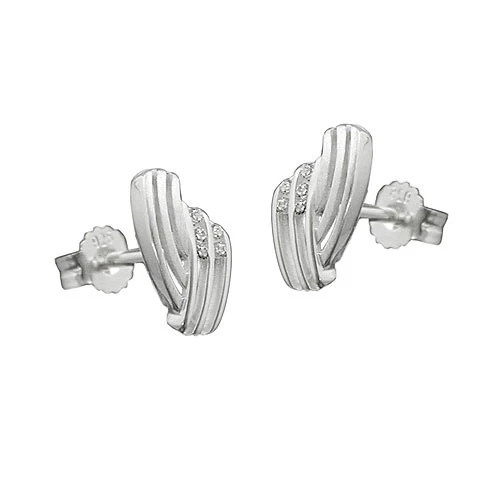 Colfem Ohrstecker, streifig, 925 Silber, Zirkonia, Unisex - Bild 1