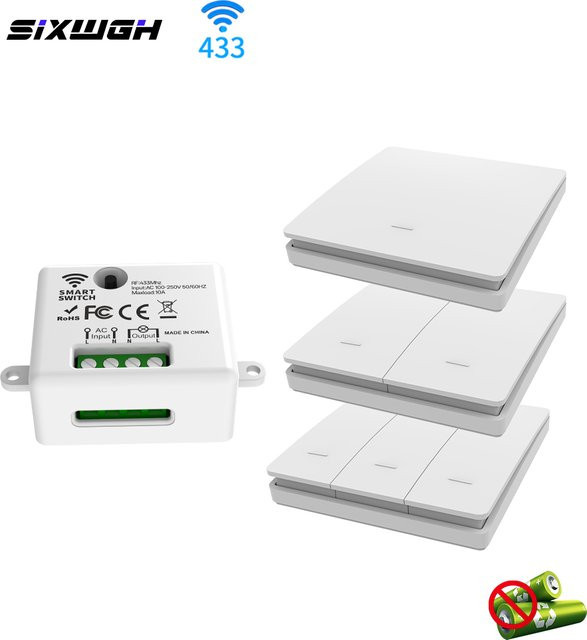 RF433 Intelligentes drahtloses Schaltmodul-Kit in Weiß, ferngesteuerter AC 100–250 V 10 A Empfänger-Controller für Lampen und elektrische Automatisierung - Bild 1