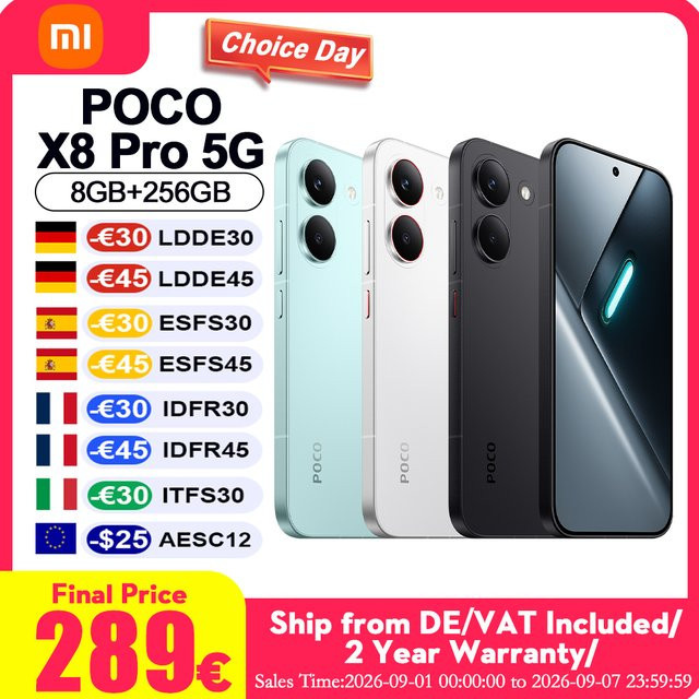 Xiaomi POCO X8 Pro Global Version Smartphone mit 12GB RAM und 512GB Speicher, 1.5K 120Hz Ultra Bright AMOLED Display und 50MP Kamera, Farbe: Weiß - Bild 1
