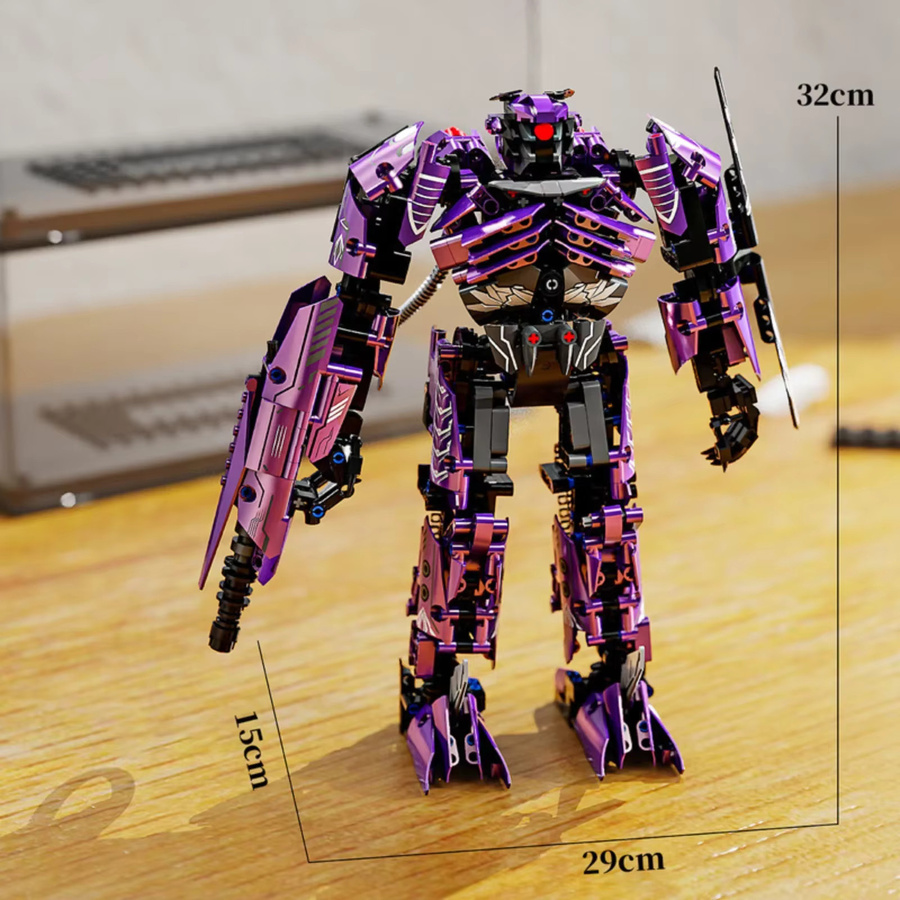 stemedu MOC Transformierbares Shockwave 2-in-1 Mecha-Modell aus Mini-Bausteinen in Lila - Bild 5