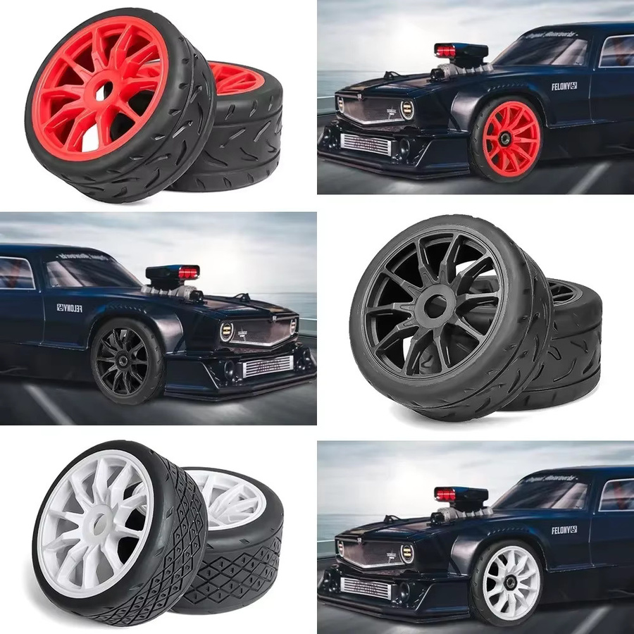 TIMEA Reifen, 4-teiliges Set, 100/107 mm, 17 mm Rad, 1:7, Rot, Gummi - Bild 2