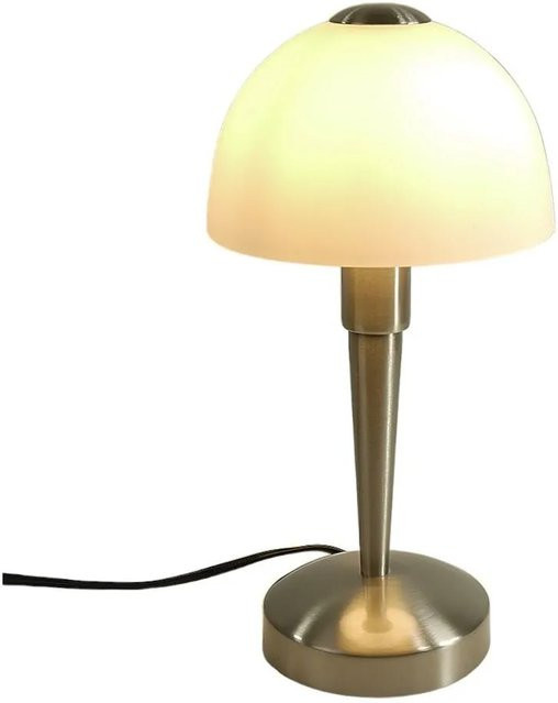 Dapo Glas-Nachttischlampe Moritz in Nickel und Weiß mit E14 Fassung - Bild 1