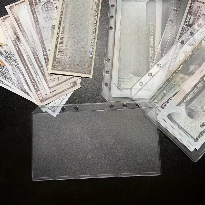 Set aus transparenten Budget-Umschlägen für 6-Loch-Ordner aus PVC, A6 Loseblatt-Taschen ohne Reißverschluss - Bild 2