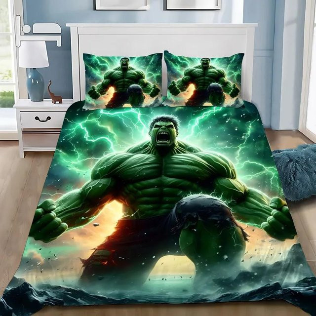 Bettwäscheset Die Hulks von Lodestar mit Bettbezug und Kissenbezug in Grün, Material Mikrofaser Polyester, Breite: 130 cm, Höhe: 70 cm - Bild 1