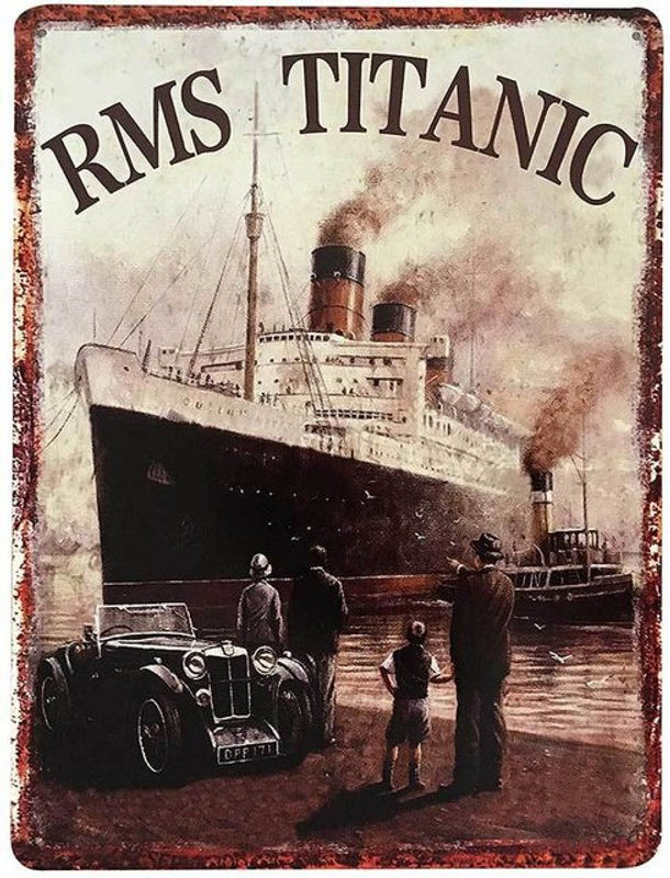 Maritimes Blechschild R.M.S. Titanic 1912 im Vintage-Stil, mehrfarbig, B: 40 cm, H: 30 cm - Bild 1